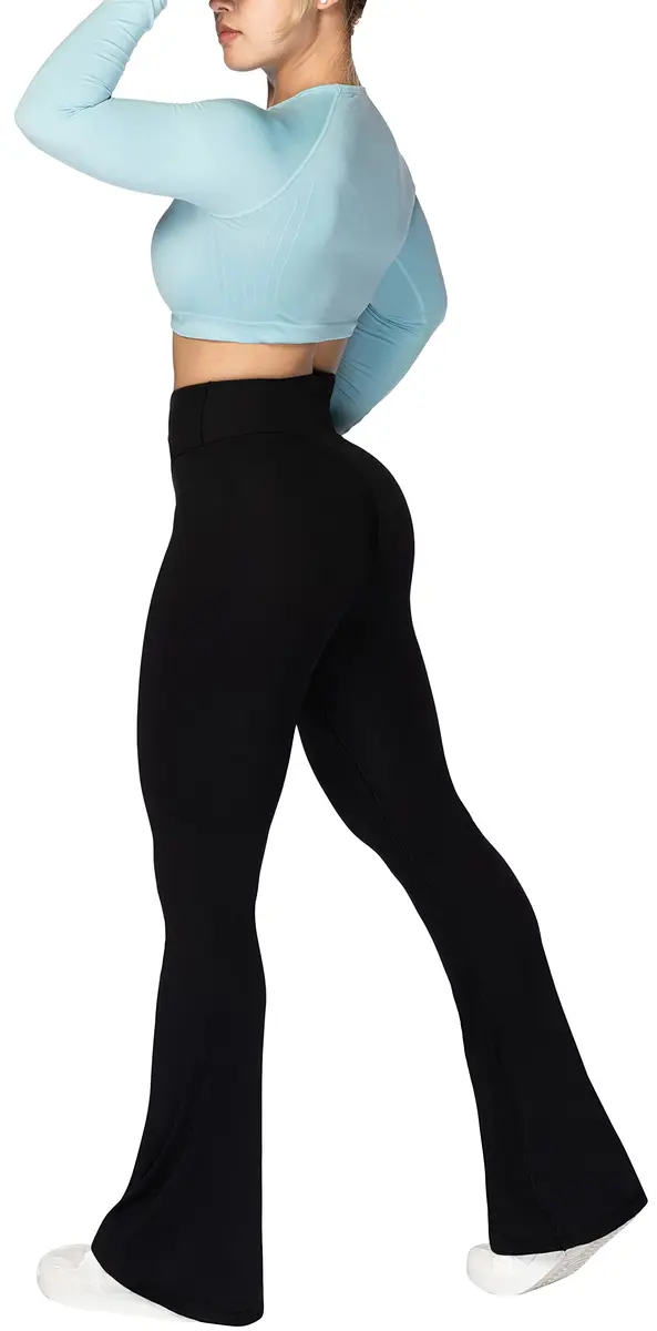 Sunzel Flare Leggings, Crossover Yoga Pants for Women with Tummy Control, High-Waisted and Wide Leg Black | Flared Yoga Pants for All Body Types - view 7