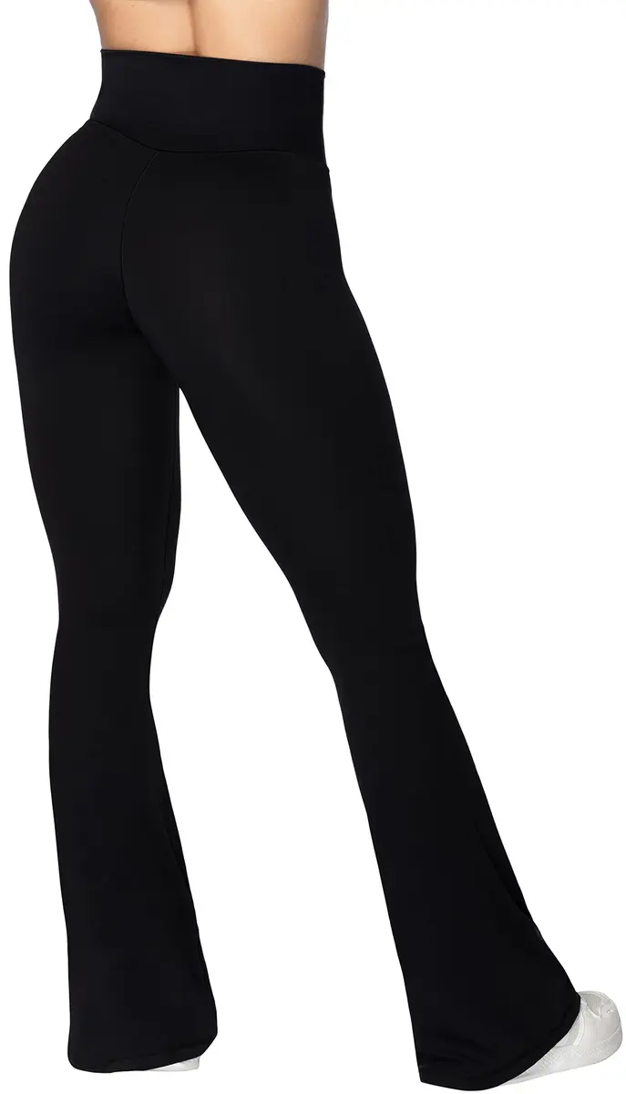 Sunzel Flare Leggings, Crossover Yoga Pants for Women with Tummy Control, High-Waisted and Wide Leg Black | Flared Yoga Pants for All Body Types - view 2