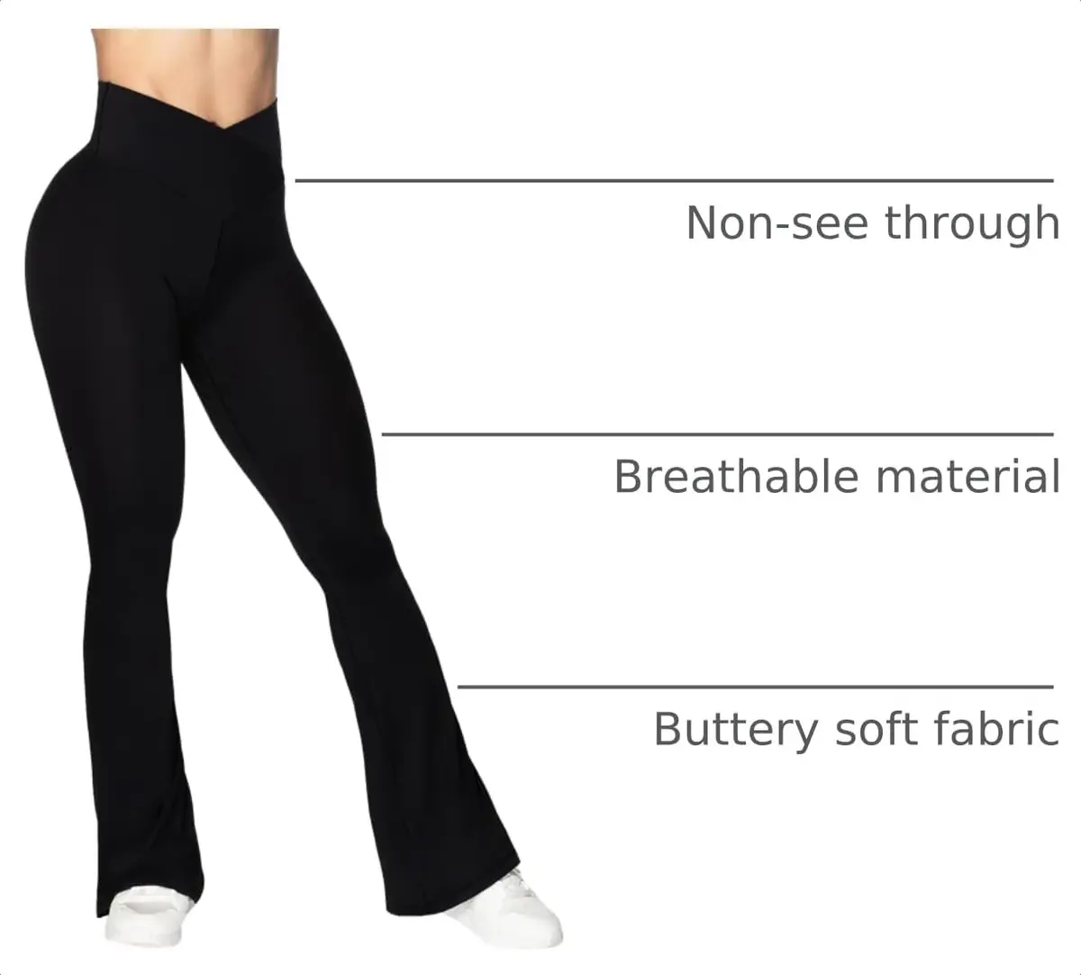 Sunzel Flare Leggings, Crossover Yoga Pants for Women with Tummy Control, High-Waisted and Wide Leg Black | Flared Yoga Pants for All Body Types - view 4