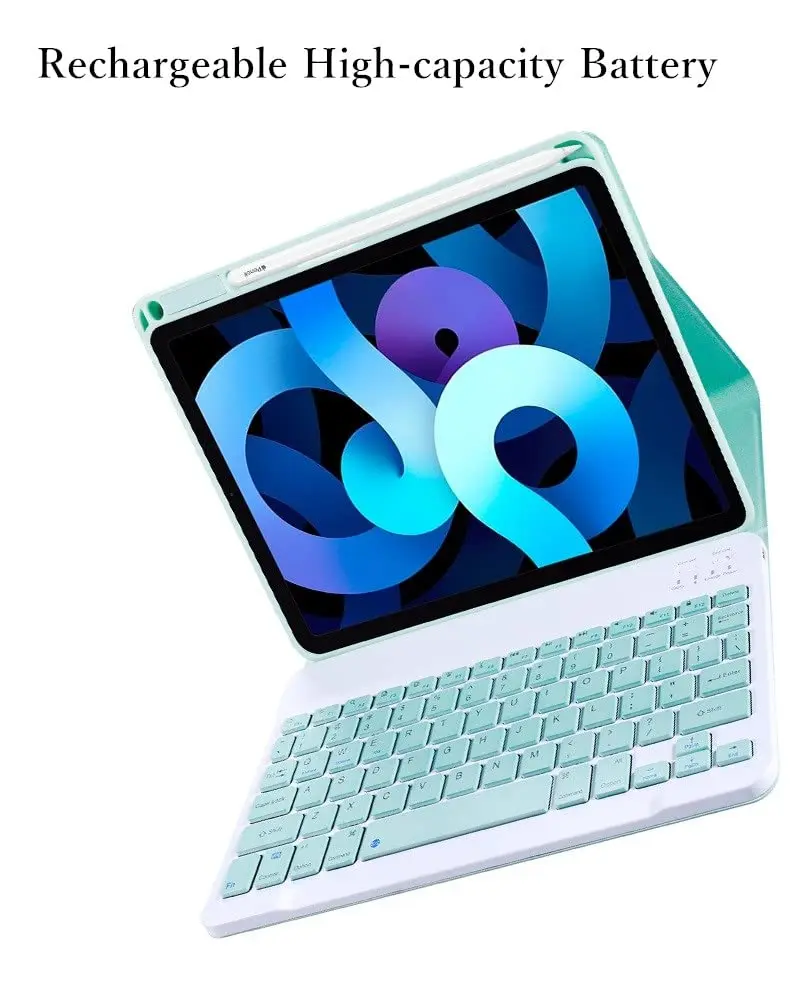 kaitesi Detachable Bluetooth Keyboard Case for iPad Air 11" (M3/M2) & Pro 11" (1st-4th Gen) with Pencil Holder - Misty Blue | Magnetic Color Keyboard - view 5