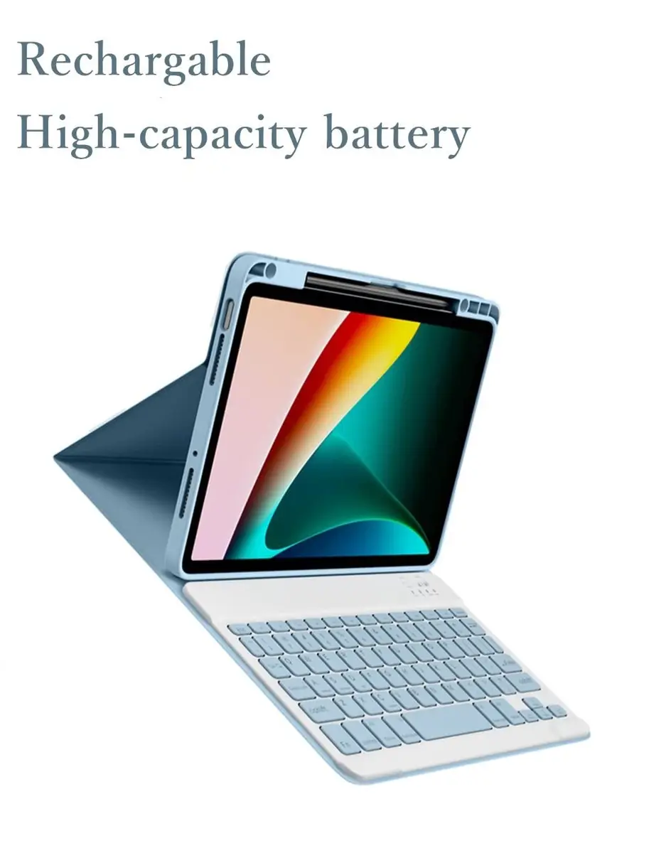 kaitesi Detachable Bluetooth Keyboard Case for iPad Air 11" (M3/M2) & Pro 11" (1st-4th Gen) with Pencil Holder - Misty Blue | Magnetic Color Keyboard - view 6