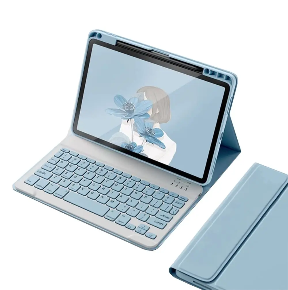 kaitesi Detachable Bluetooth Keyboard Case for iPad Air 11" (M3/M2) & Pro 11" (1st-4th Gen) with Pencil Holder - Misty Blue | Magnetic Color Keyboard - main product image
