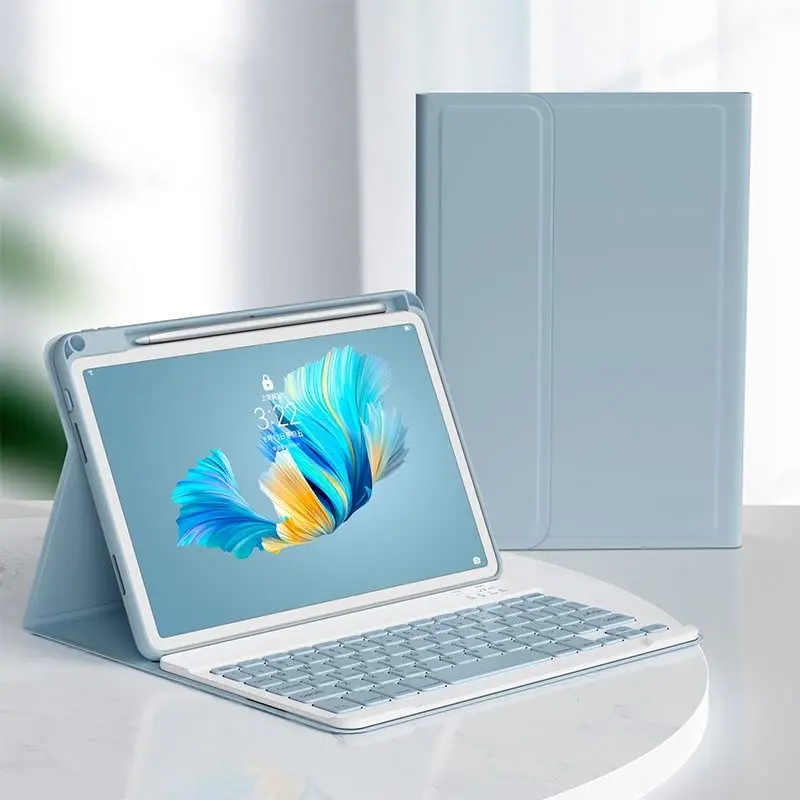 kaitesi Detachable Bluetooth Keyboard Case for iPad Air 11" (M3/M2) & Pro 11" (1st-4th Gen) with Pencil Holder - Misty Blue | Magnetic Color Keyboard - view 3