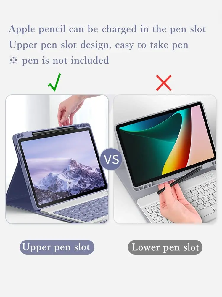 kaitesi Detachable Bluetooth Keyboard Case for iPad Air 11" (M3/M2) & Pro 11" (1st-4th Gen) with Pencil Holder - Misty Blue | Magnetic Color Keyboard - view 4