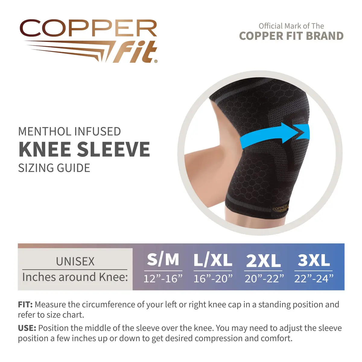 Copper Fit ICE Knee Compression Sleeve L/XL Black | Menthol & CoQ10 Infused, 12-Pack - view 4