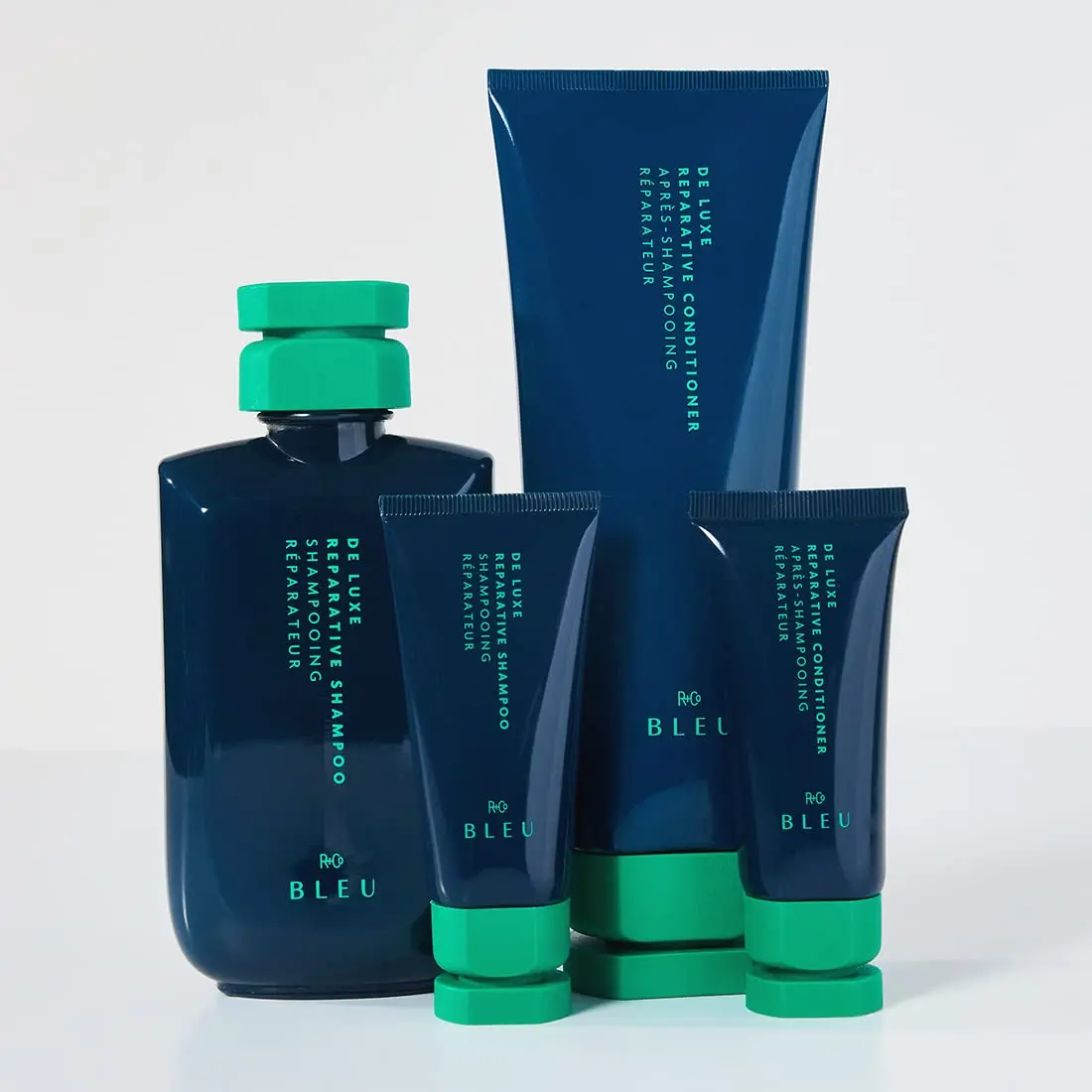 R+Co BLEU DE LUXE Reparative Shampoo + Conditioner 14ml | Hydrates & Repairs Coarse Hair - view 3