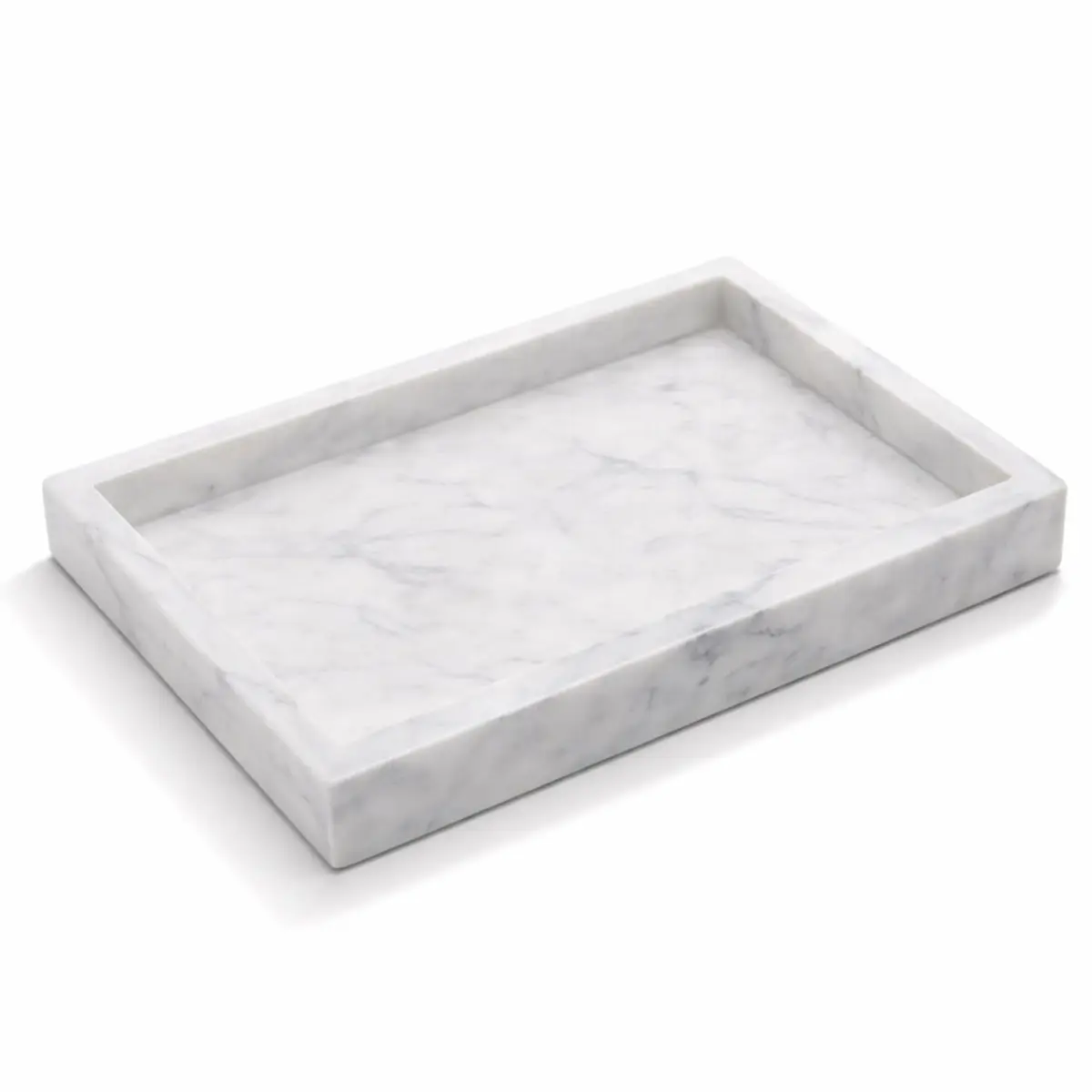 KC KULLICRAFT Natural White Marble Tray 25cm x 15cm (10" x 6") | Authentic Italian Carrara Marble Organizer - main product image