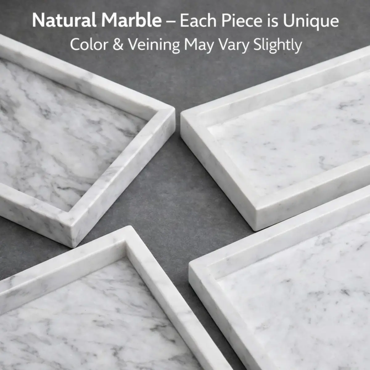 KC KULLICRAFT Natural White Marble Tray 25cm x 15cm (10" x 6") | Authentic Italian Carrara Marble Organizer - view 7