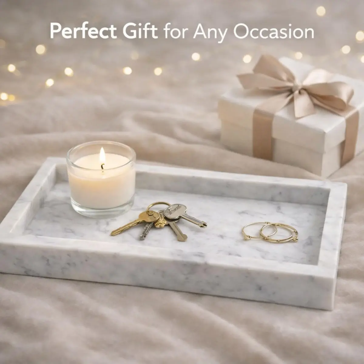 KC KULLICRAFT Natural White Marble Tray 25cm x 15cm (10" x 6") | Authentic Italian Carrara Marble Organizer - view 9