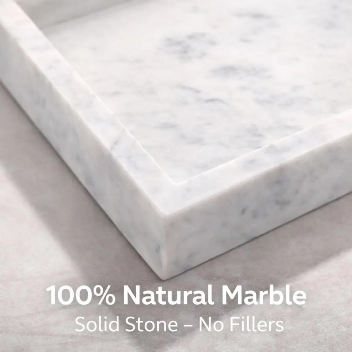KC KULLICRAFT Natural White Marble Tray 25cm x 15cm (10" x 6") | Authentic Italian Carrara Marble Organizer - view 3
