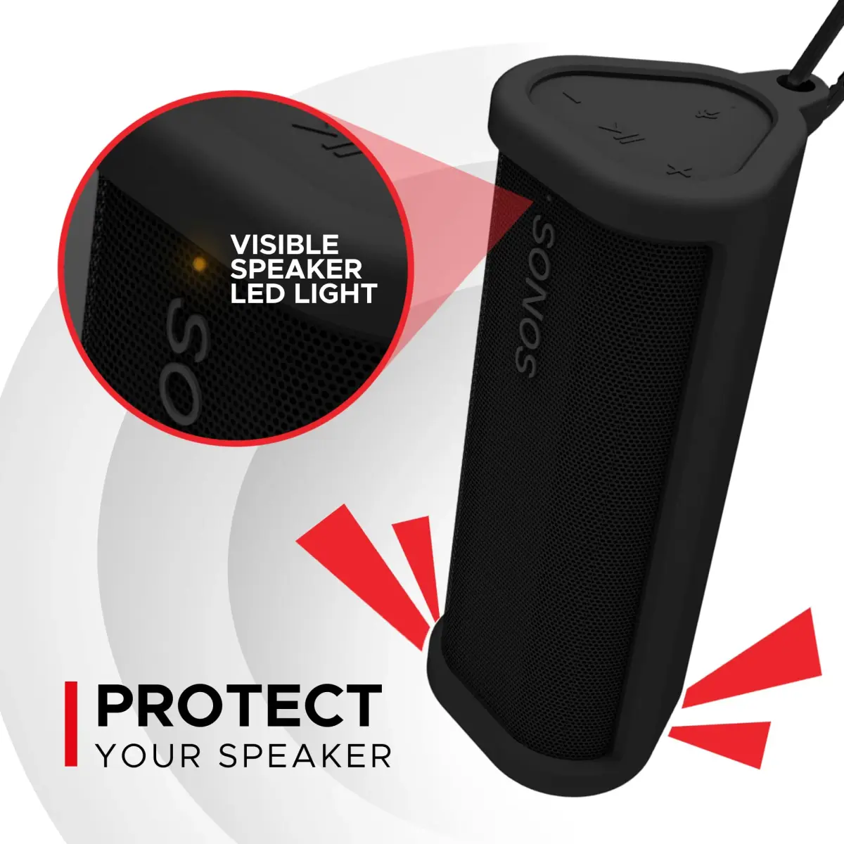 Sound Bass Heavy Duty Protective Carrying Case for Sonos Roam 2 | Black, 18cm (7in) Length - view 2