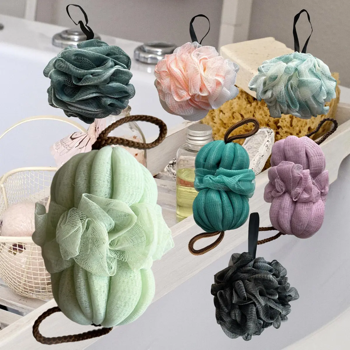 GXBTOPGO Large 85g Green Bath Loofah Sponge for Men & Women | Gentle Exfoliation & Spa Feel - view 6