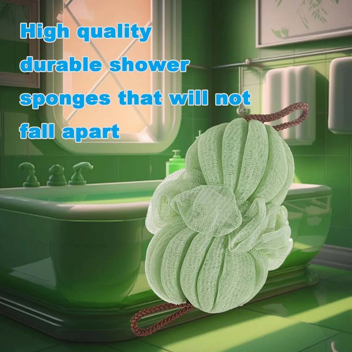GXBTOPGO Large 85g Green Bath Loofah Sponge for Men & Women | Gentle Exfoliation & Spa Feel - view 2