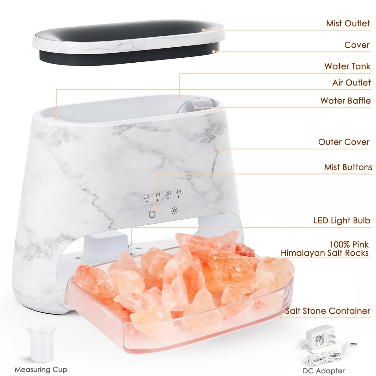 SALKING 2-in-1 Ultrasonic Aroma Diffuser & Himalayan Salt Lamp | Silent, Auto Shut-Off, 150ml - view 7