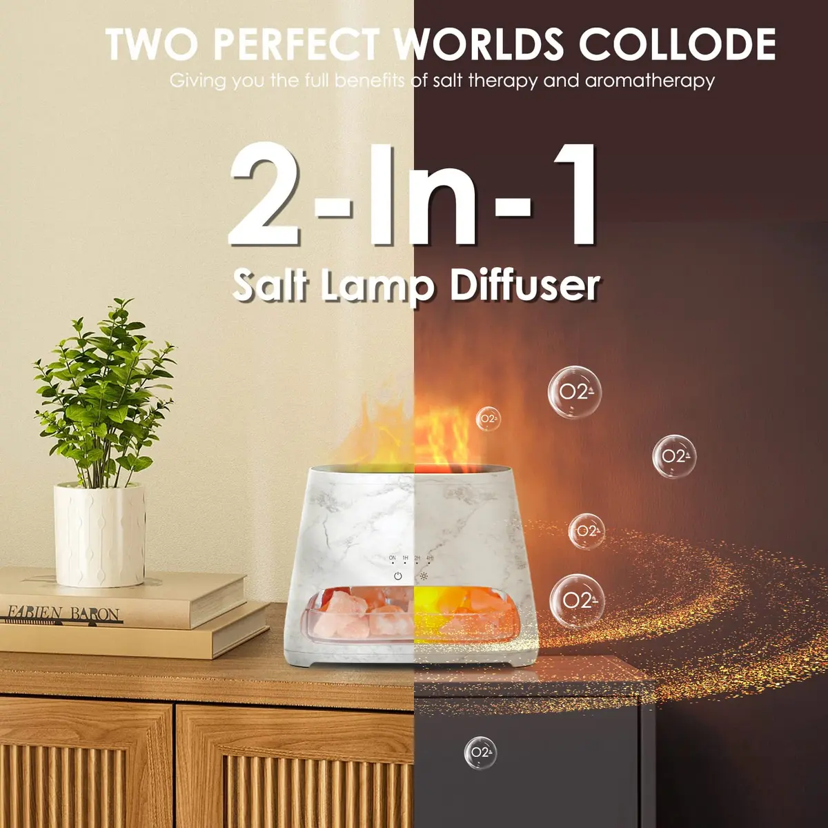 SALKING 2-in-1 Ultrasonic Aroma Diffuser & Himalayan Salt Lamp | Silent, Auto Shut-Off, 150ml - view 3