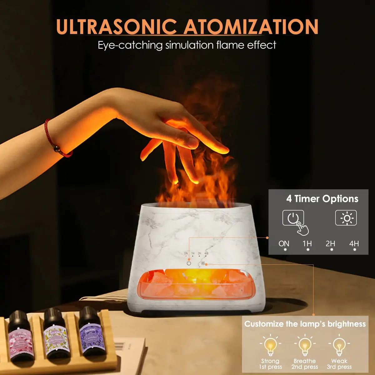 SALKING 2-in-1 Ultrasonic Aroma Diffuser & Himalayan Salt Lamp | Silent, Auto Shut-Off, 150ml - view 4