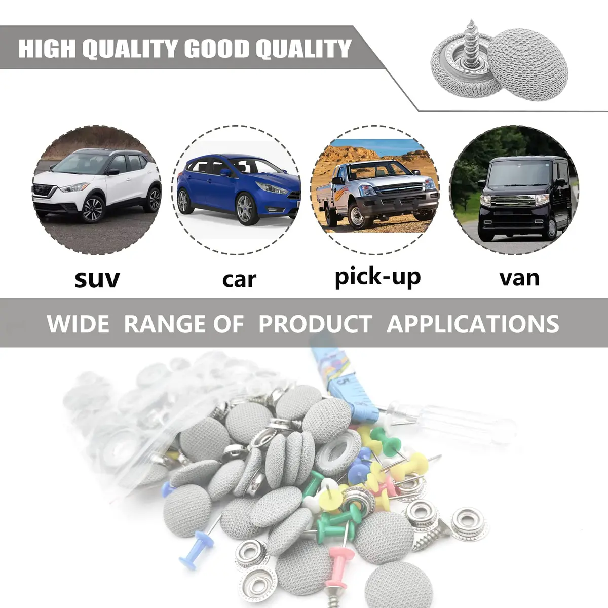 TEMI 60PCS Car Roof Headliner Repair Kit Off White Grid | Fix Sagging Car Ceilings - view 6