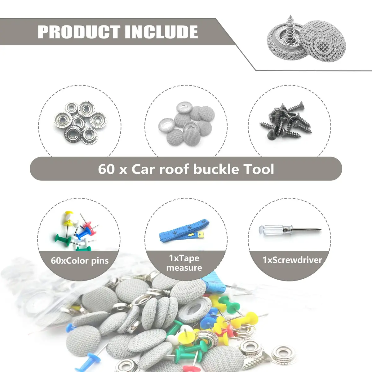 TEMI 60PCS Car Roof Headliner Repair Kit Off White Grid | Fix Sagging Car Ceilings - view 3