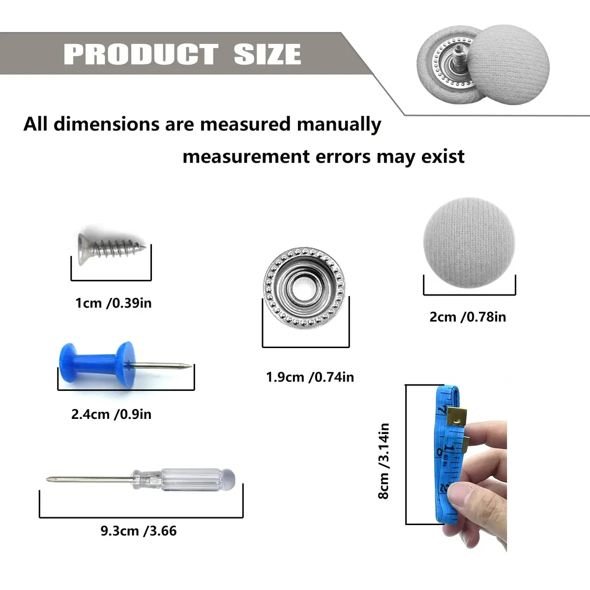 TEMI Grey Flannelette Car Roof Headliner Repair Kit with Installation Tool | 60PCS Universal Auto Interior Ceiling Cloth Fixing Buckles - view 2