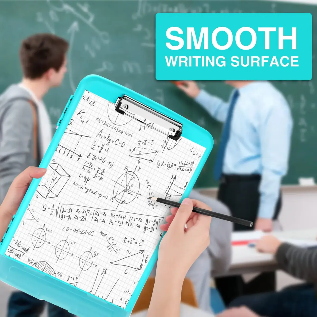 Sooez Storage Clipboard with Pen Holder, Heavy Duty Plastic Clipboard Folder for Nurses, Teachers, Work, School & Office Supplies (Light Blue, 8.5x11) - view 5