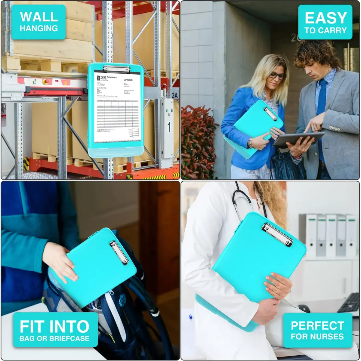 Sooez Storage Clipboard with Pen Holder, Heavy Duty Plastic Clipboard Folder for Nurses, Teachers, Work, School & Office Supplies (Light Blue, 8.5x11) - view 6