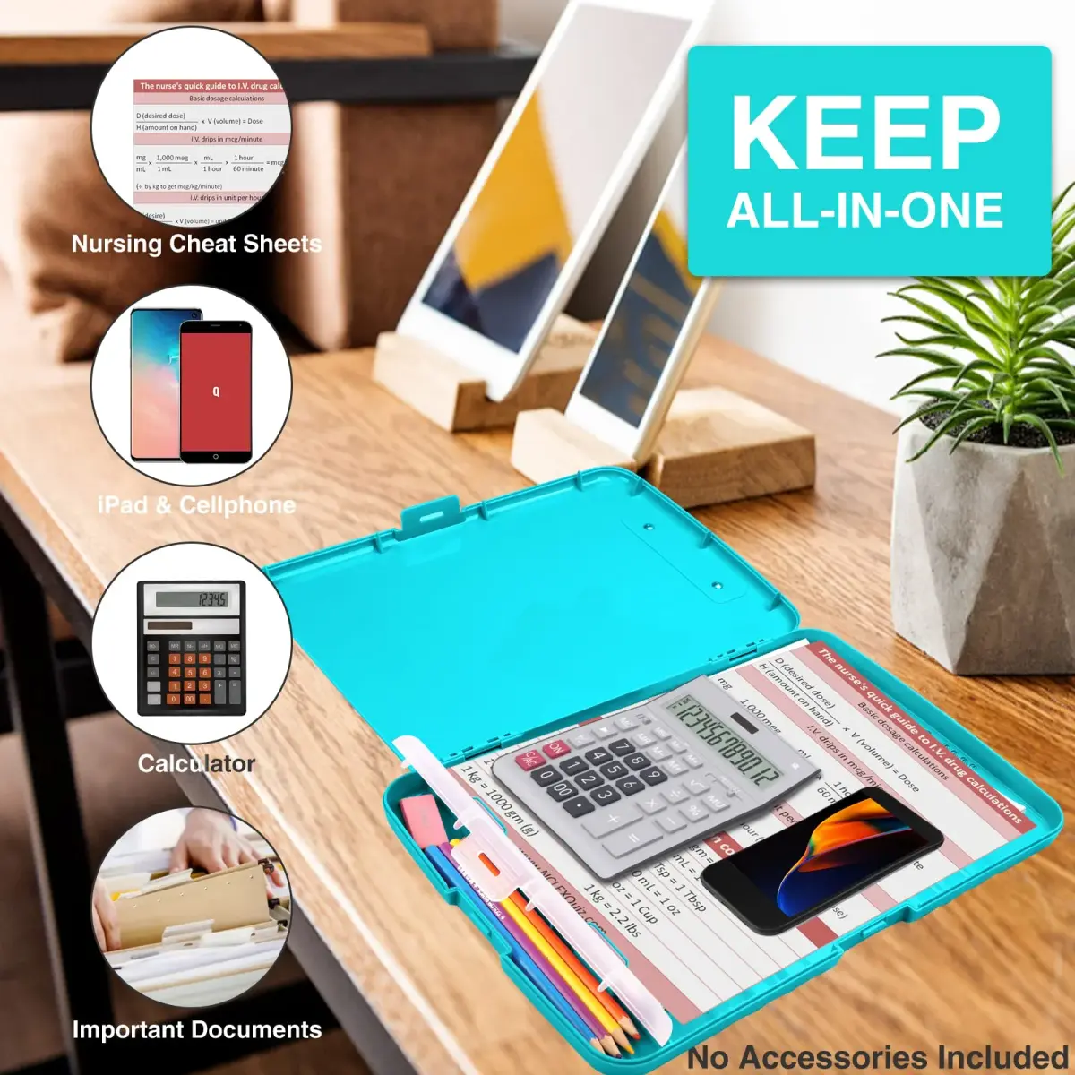 Sooez Storage Clipboard with Pen Holder 35.5 cm (14 in) | Mint Green, High Capacity for Students & Professionals - view 5
