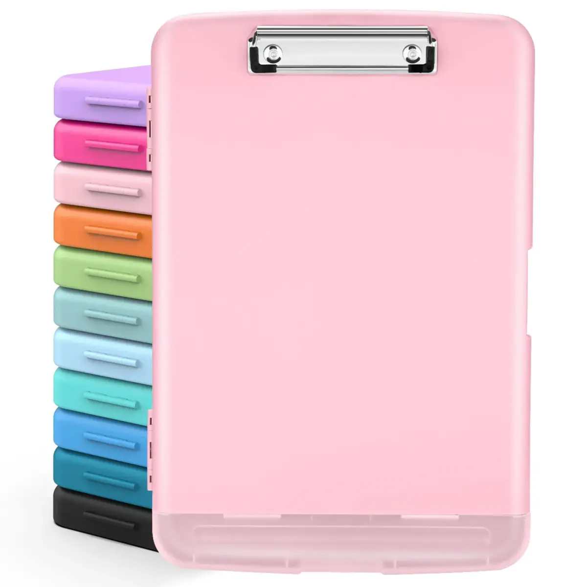 Sooez Storage Clipboard with Pen Holder & Compartments, 8.5x11 Letter Size, Light Pink | High Capacity for Students & Professionals - main product image