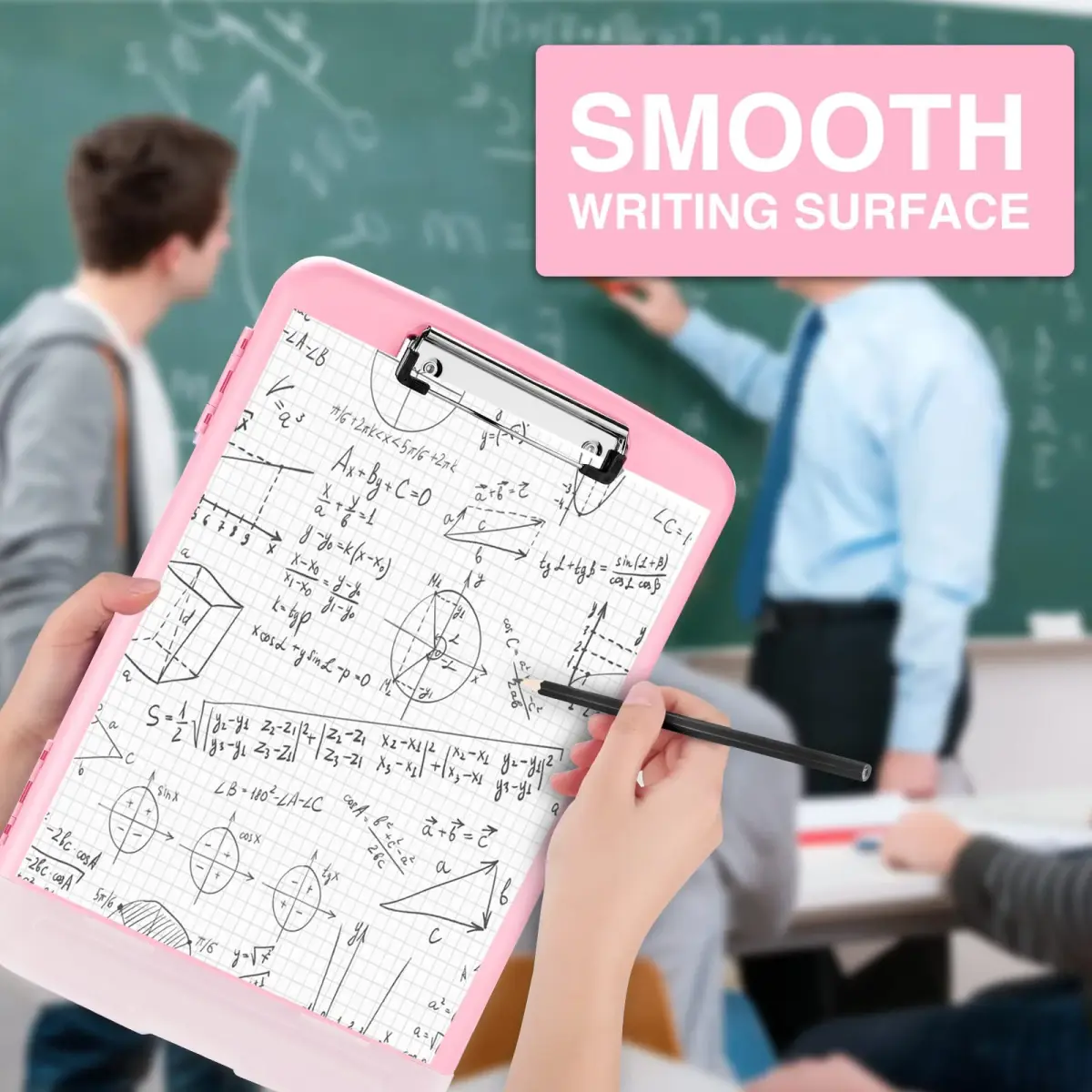 Sooez Storage Clipboard with Pen Holder & Compartments, 8.5x11 Letter Size, Light Pink | High Capacity for Students & Professionals - view 5