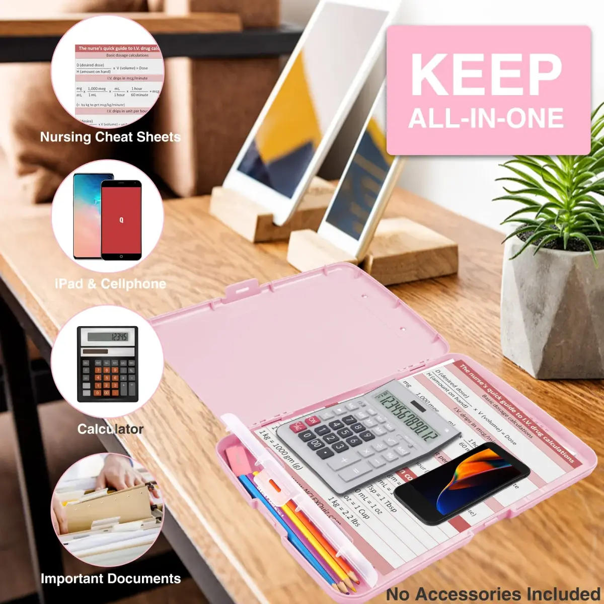 Sooez Storage Clipboard with Pen Holder & Compartments, 8.5x11 Letter Size, Light Pink | High Capacity for Students & Professionals - view 4