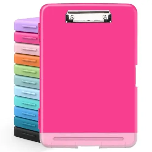 Sooez Storage Clipboard with Pen Holder, Heavy Duty Nursing Clipboard Folder, Plastic Clipboard for Women Teachers Work, School & Office Supplies (Rose Red, 8.5x11) - main product image