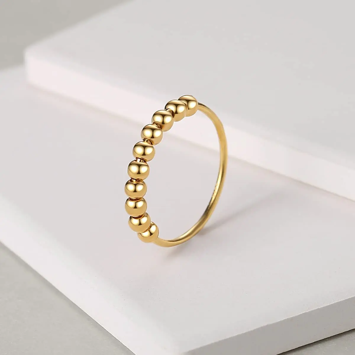BLBLJERY Gold Fidget Anxiety Ring for Women, 925 Sterling Silver/Gold, Size 7 | Stress Relief Jewelry for Focus & Calm - view 2