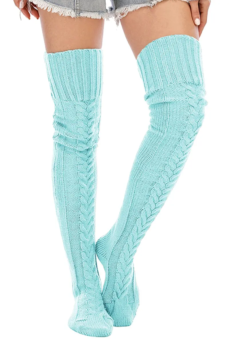 Leoparts Women's Cable Knitted Thigh High Boot Socks Extra Long Winter Stockings Over Knee Leg Warmers | Versatile, Cozy & Stylish (70-120 chars) - view 2
