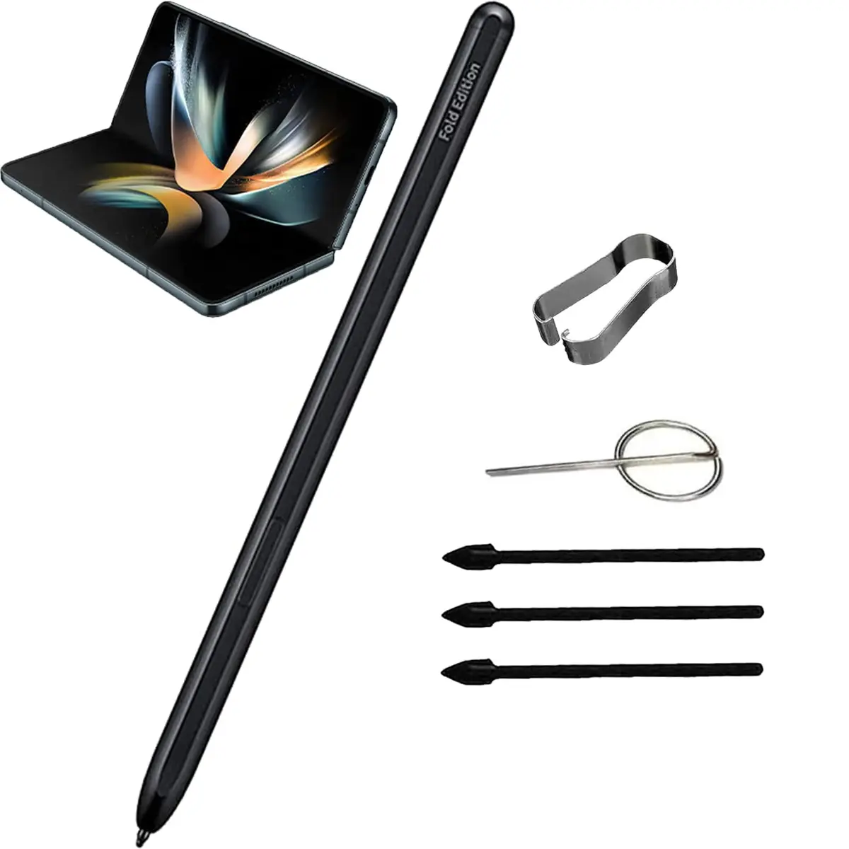 CaoXiong Galaxy Z Fold 4/3/5 S Pen Fold Edition for Samsung Galaxy Z Fold 3/4/5, EJ-PF946BBEGUS, with Replacement Tips/Nibs+Card Pin (Black) | 4096 Pressure Levels - main product image