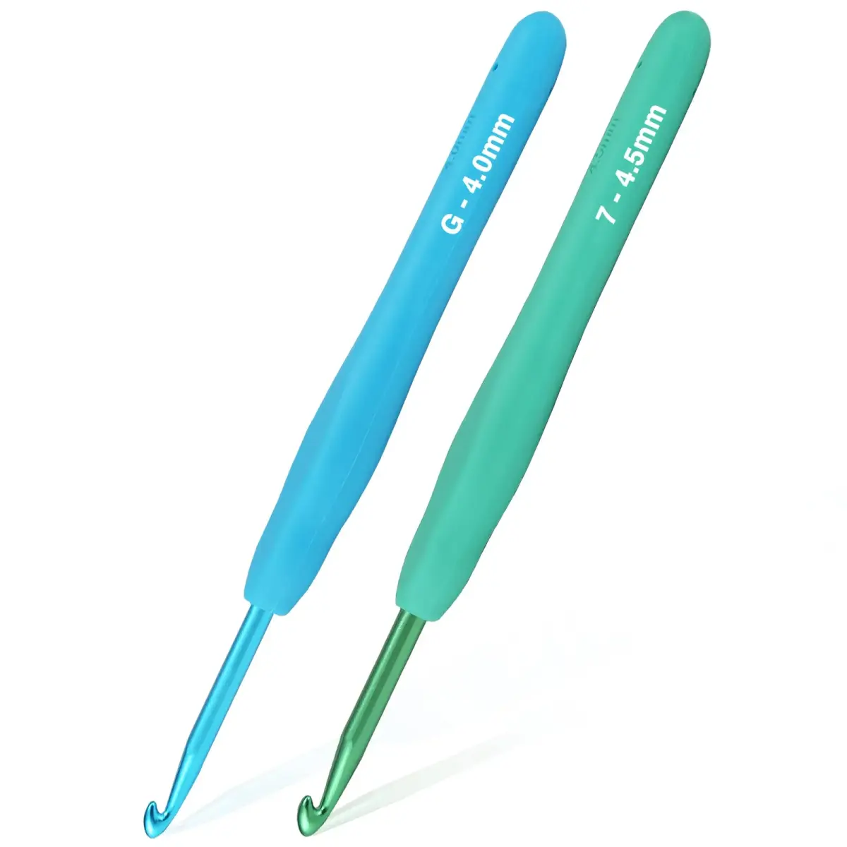 YOJOB Ergonomic Crochet Hooks Set (4mm, 4.5mm) | Smooth Aluminum Metal with Soft Grip - main product image