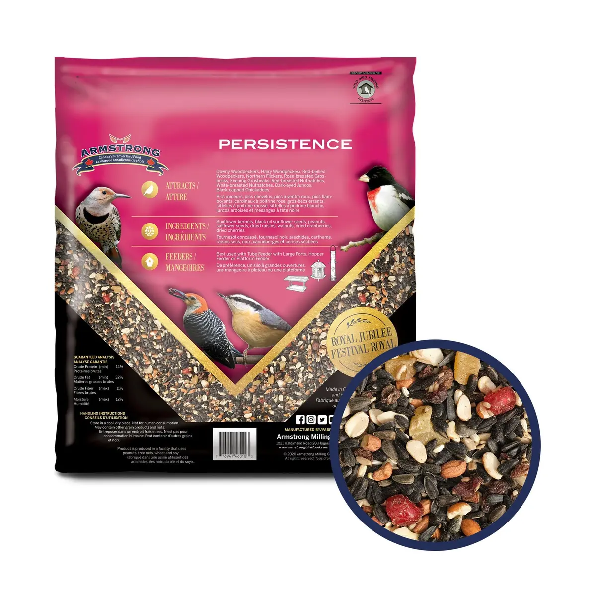 Armstrong Bird Food Royal Jubilee Persistence Blend, 4 Pounds | Premium Bird Seed for Nut & Fruit Lovers - view 2