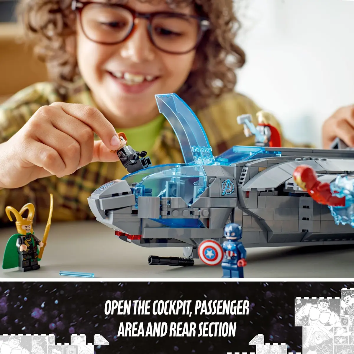 LEGO Marvel The Avengers Quinjet 76248 | Spaceship Building Toy Set with Minifigures for Kids 9+ - view 5