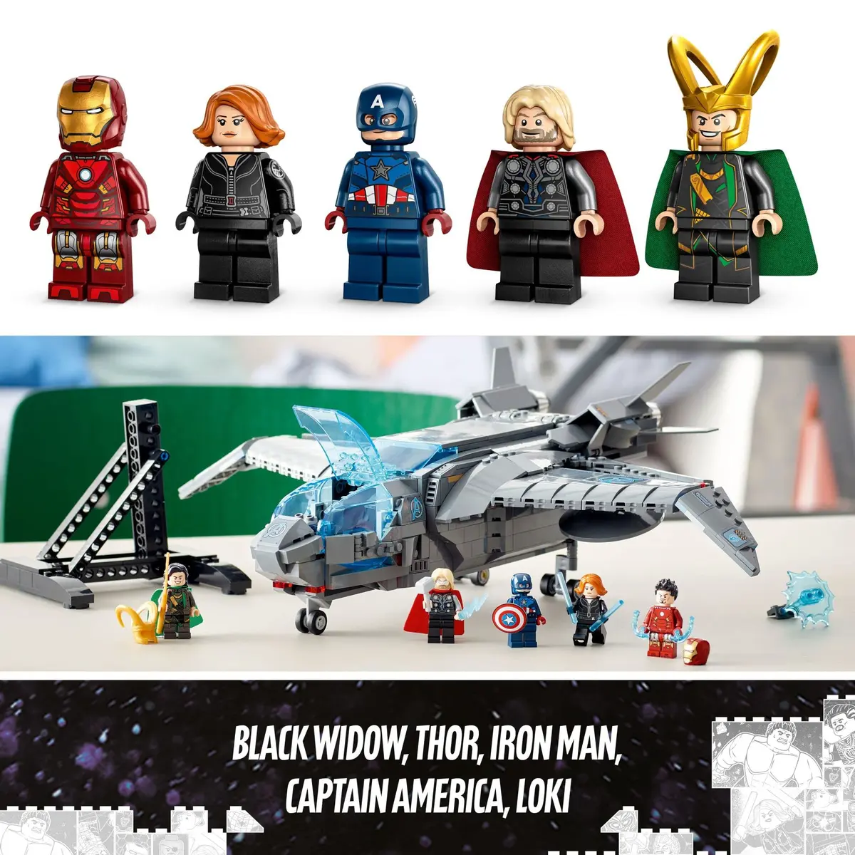 LEGO Marvel The Avengers Quinjet 76248 | Spaceship Building Toy Set with Minifigures for Kids 9+ - view 6