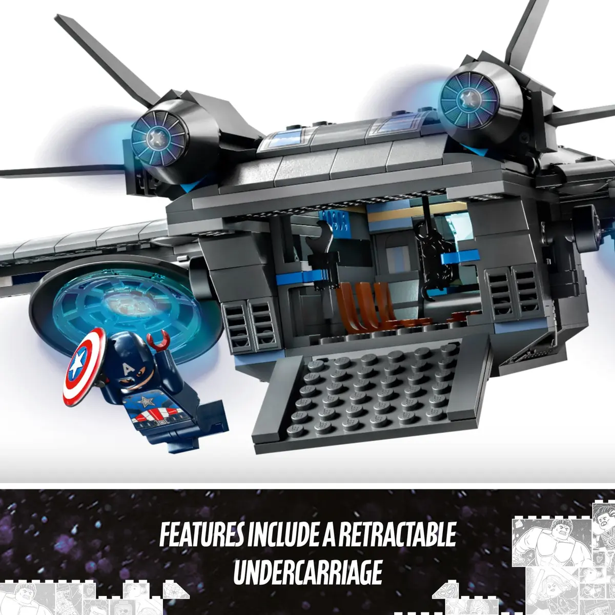 LEGO Marvel The Avengers Quinjet 76248 | Spaceship Building Toy Set with Minifigures for Kids 9+ - view 3