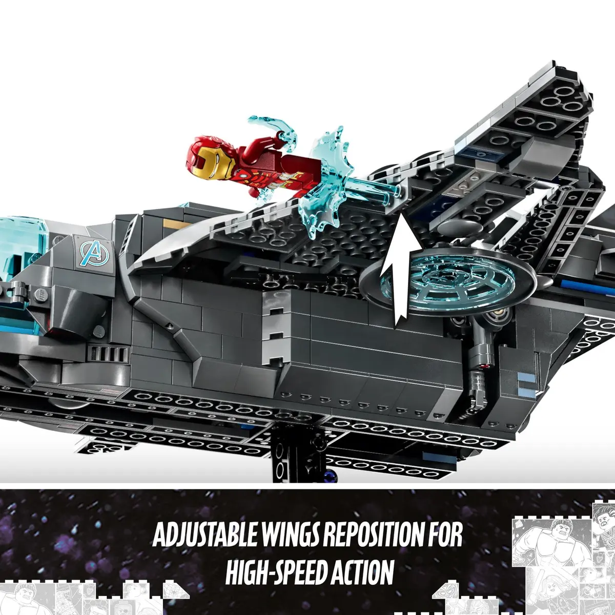 LEGO Marvel The Avengers Quinjet 76248 | Spaceship Building Toy Set with Minifigures for Kids 9+ - view 4