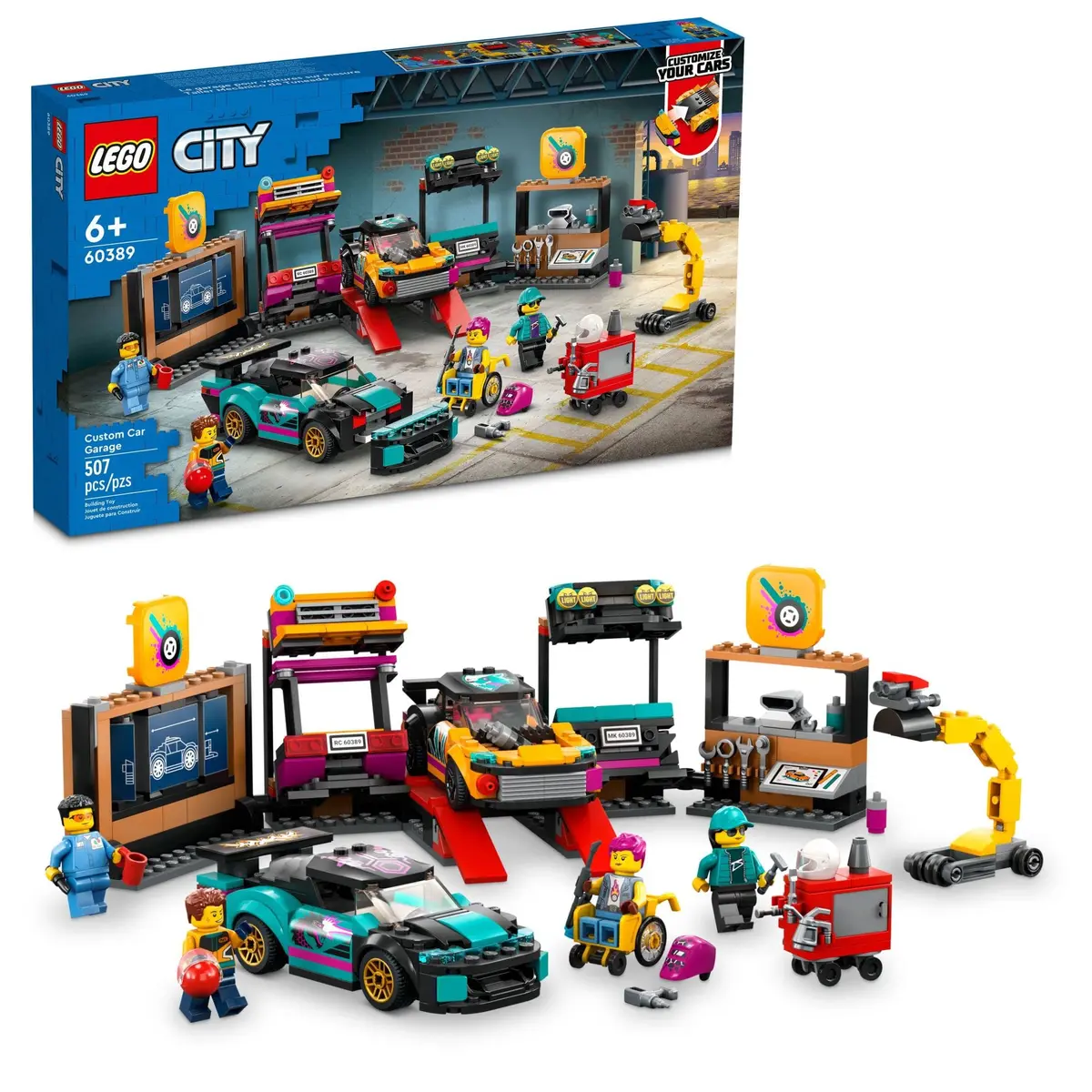 LEGO City Custom Car Garage 60389 | Build & Customize 2 Cars | Gift for Kids 6+ - main product image