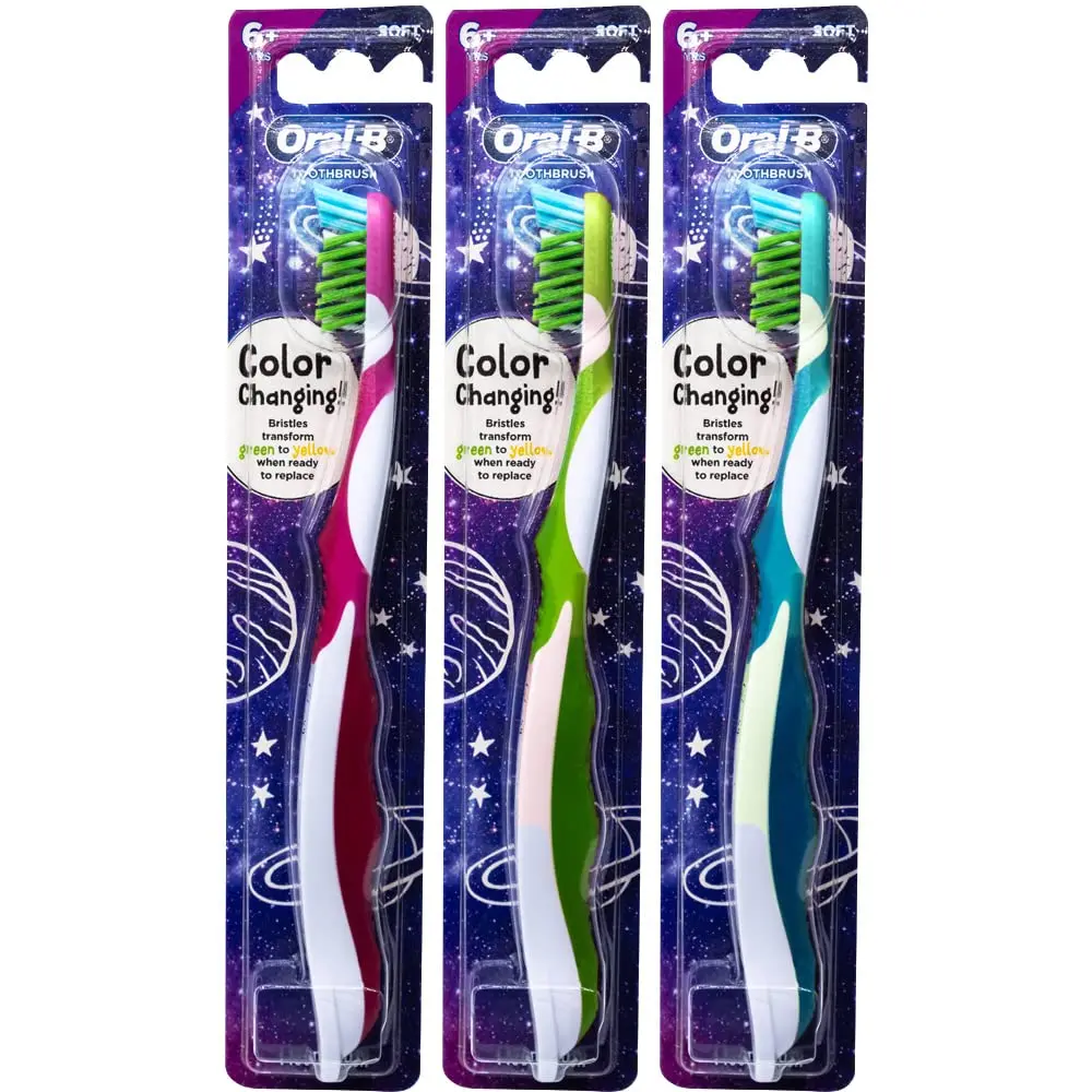 Oral-B Pro-Health Junior CrossAction Galaxy Toothbrush, Ages 6+, Soft - Pack of 3 | Dentist Recommended Manual Toothbrush - main product image