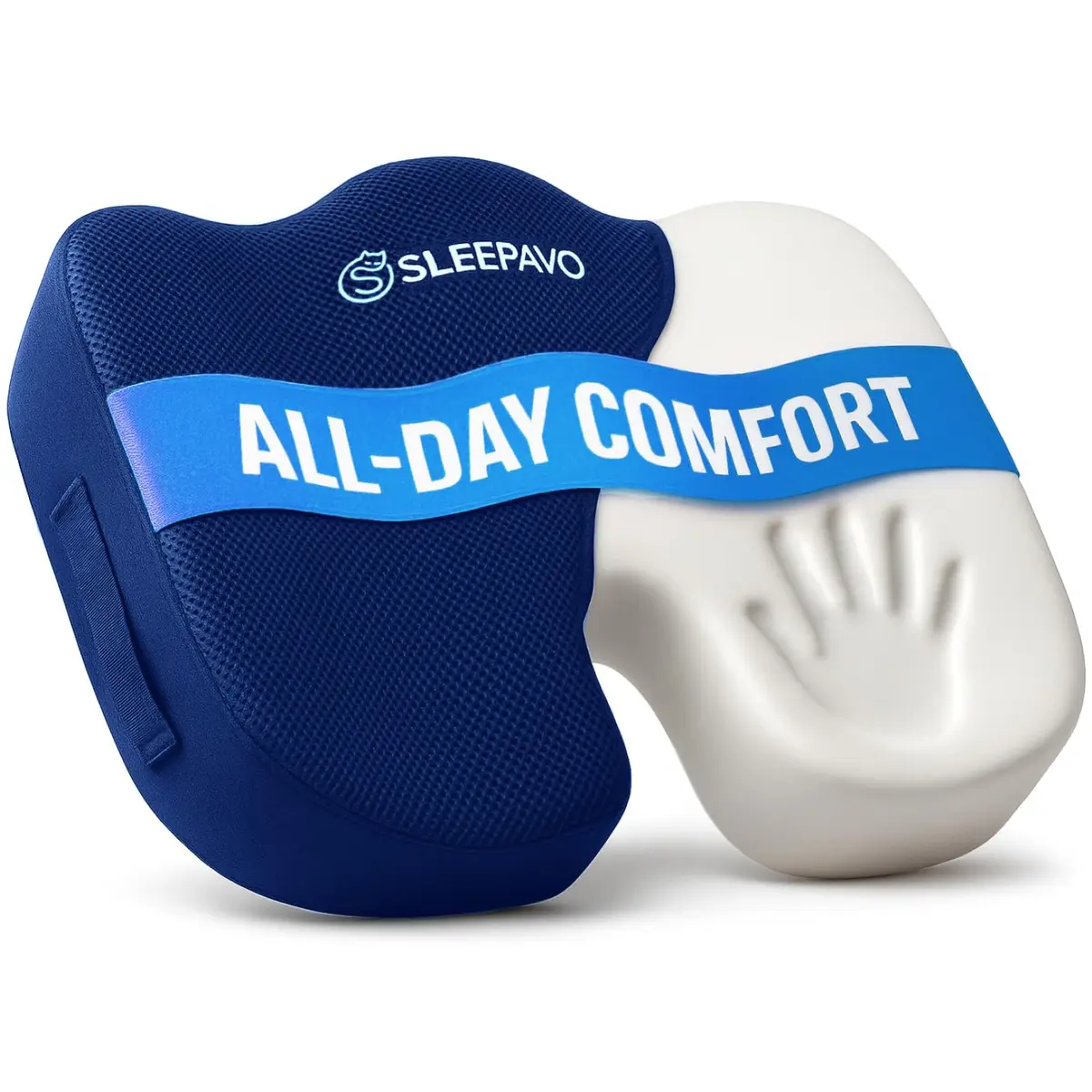Sleepavo Office Chair Cushion, Seat Cushion for Tailbone Pain Relief Butt | Memory Foam, Navy Blue - main product image