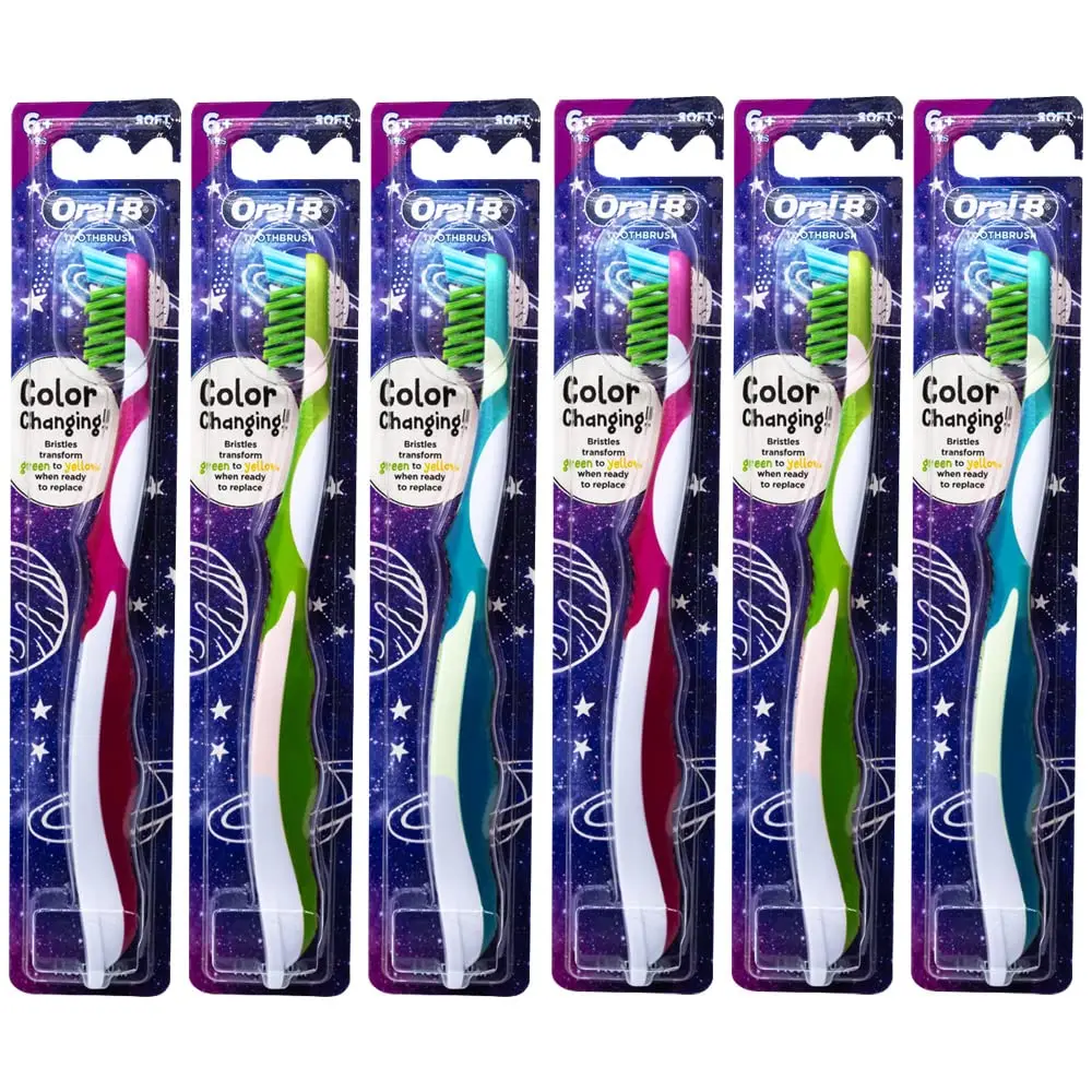 Oral-B Pro-Health Junior CrossAction Galaxy Toothbrush, Ages 6+, Soft - Pack of 6 | Cleans Gaps & Changing Teeth - main product image