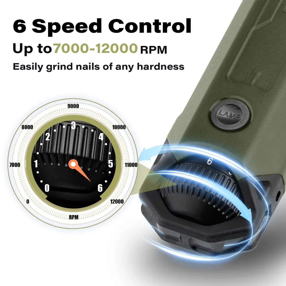 Casfuy Dog Nail Grinder 6-Speed Army Green | Super Quiet Rechargeable Pet Nail Trimmer - view 2