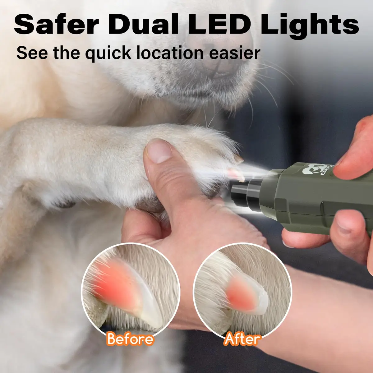 Casfuy Dog Nail Grinder 6-Speed Army Green | Super Quiet Rechargeable Pet Nail Trimmer - view 3