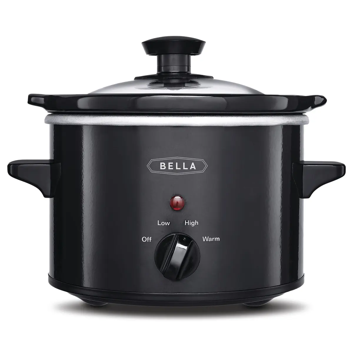 BELLA 1.5QT Slow Cooker | Non-Toxic Ceramic Coating, 3 Heat Settings, Black - main product image
