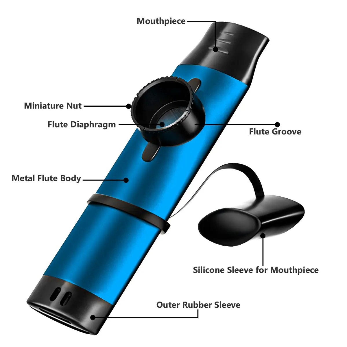 TianChunyue Metal Kazoo 5 Diaphragms | Adjustable Tone for Most Instruments (Blue) - view 5