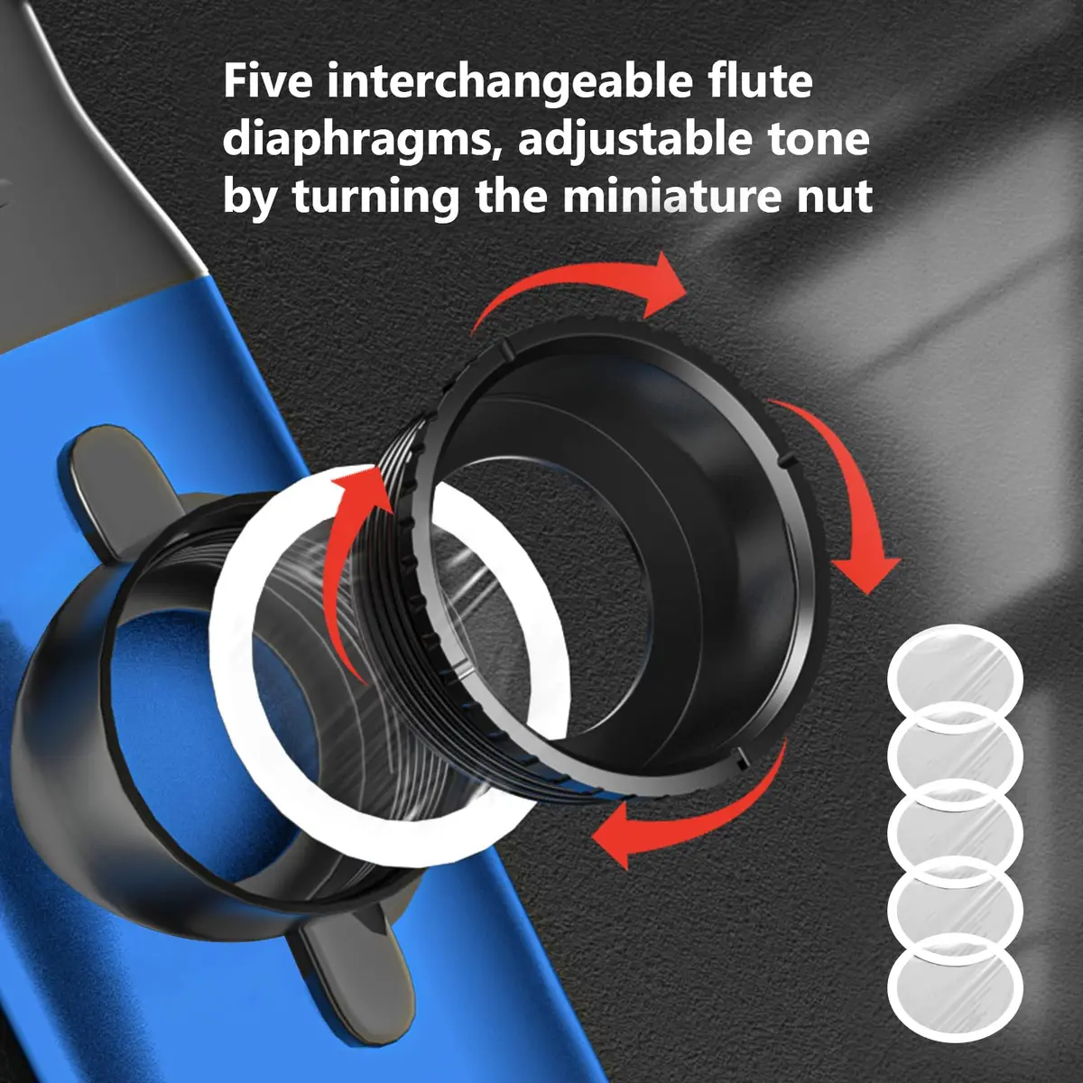 TianChunyue Metal Kazoo 5 Diaphragms | Adjustable Tone for Most Instruments (Blue) - view 2