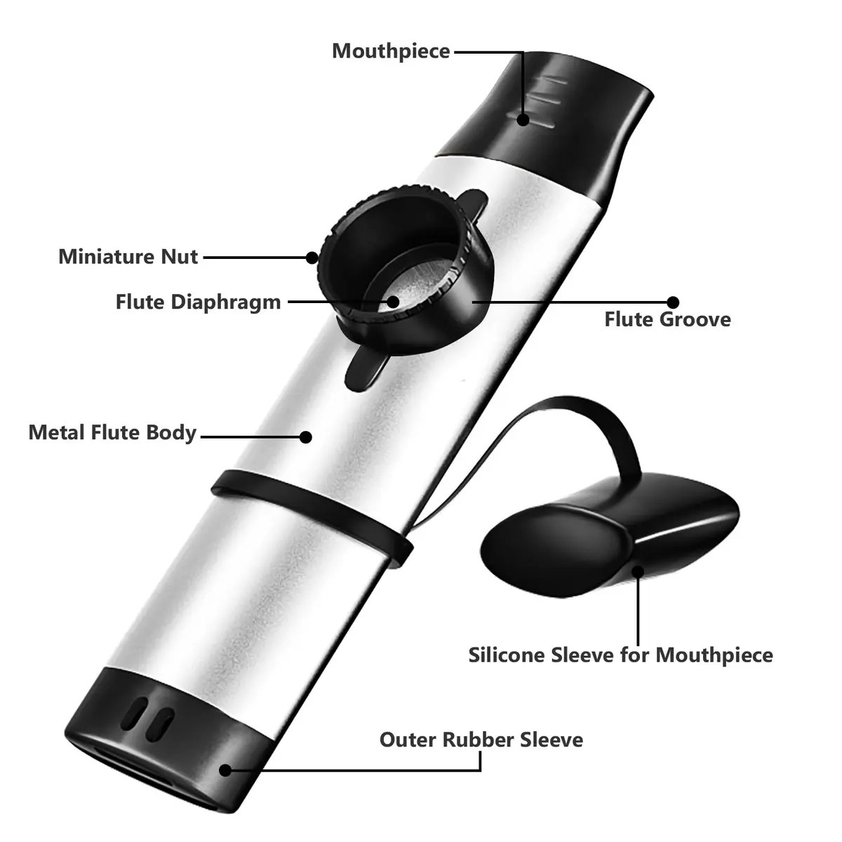TianChunyue Silver Brass & Woodwind Instrument | Adjustable Tone Kazoo for Musicians - view 5