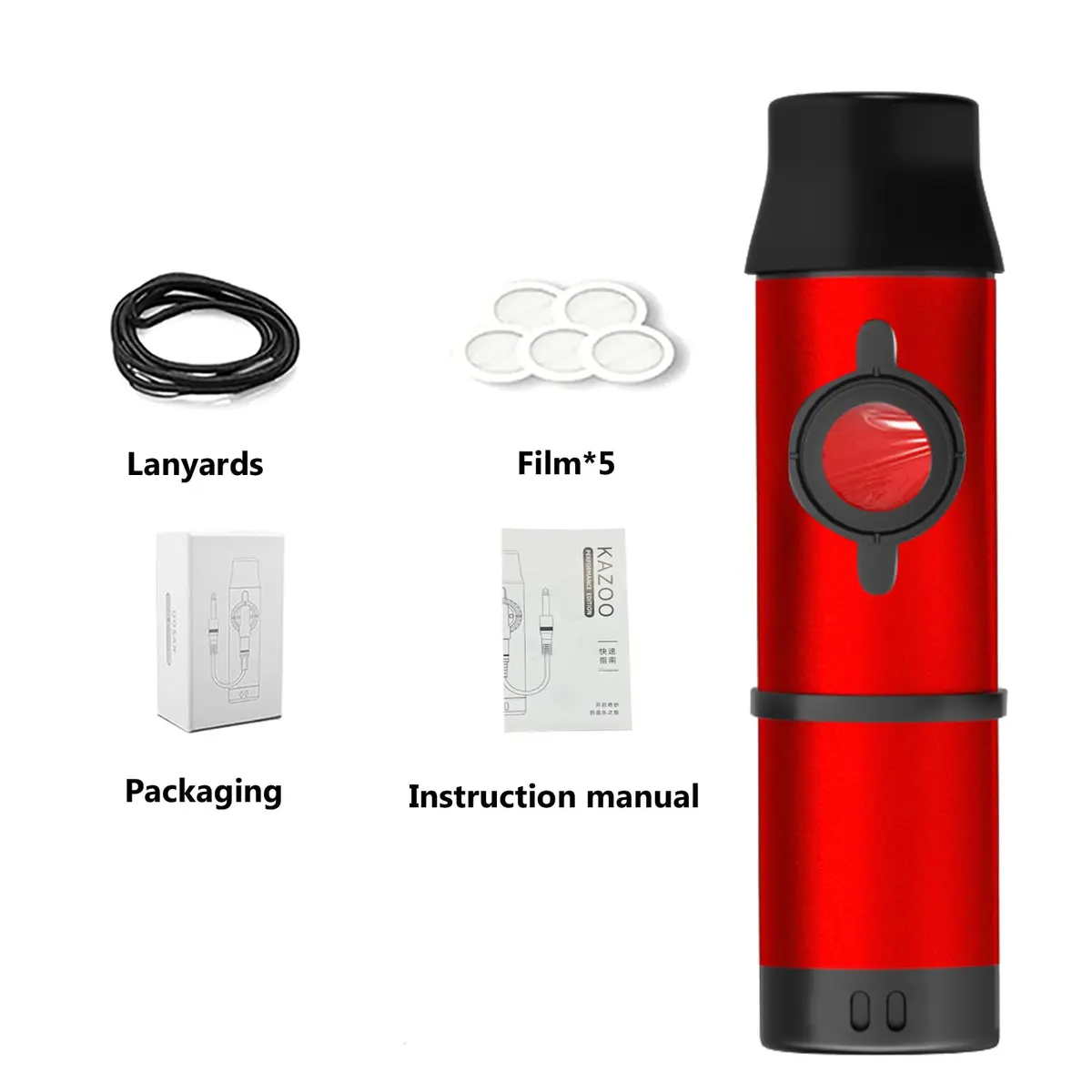 TianChunyue Metal Kazoo 5 Diaphragms | Adjustable Tone for Most Instruments (Red) - view 6